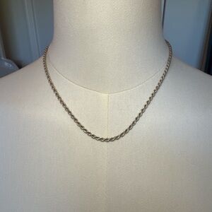Genuine Sterling Silver Twist Rope Chain Necklace - 925 Italian-made 17.5”